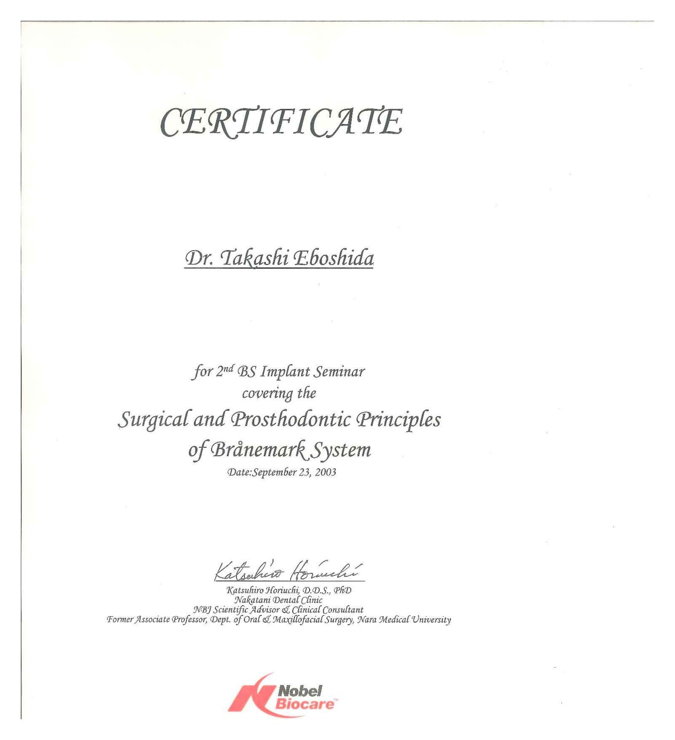 Nobel Biocare BS Implant Seminar